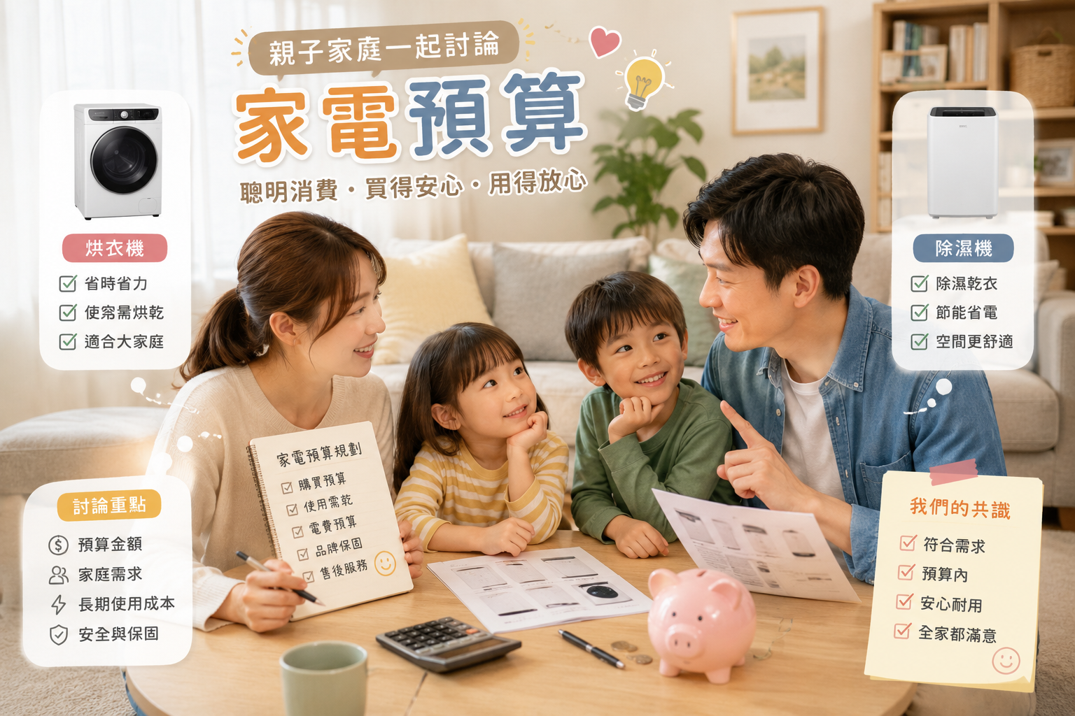 親子家庭討論家電預算