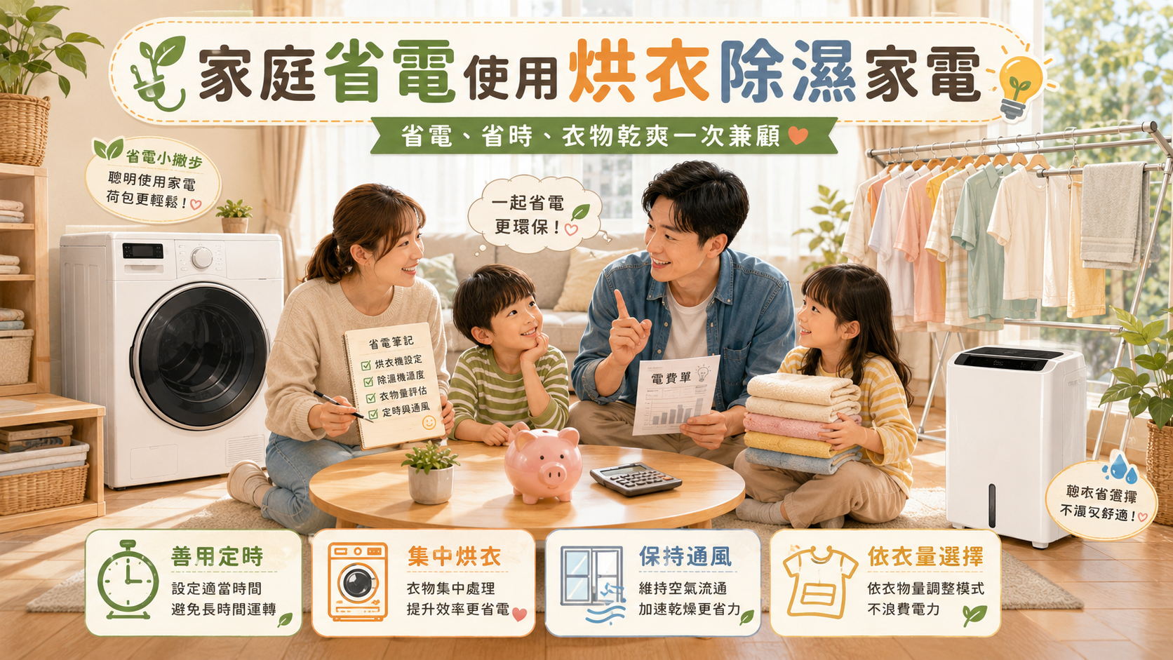 家庭省電使用烘衣除濕家電