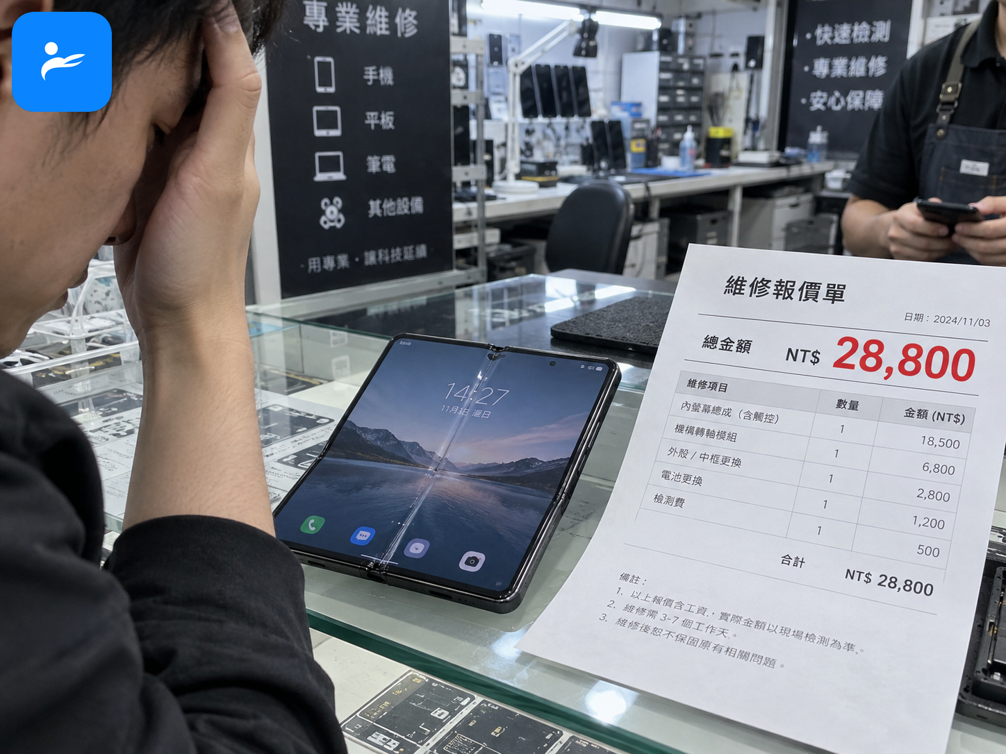 摺疊手機中央摺痕、厚機身與高額維修帳單的實際使用情境