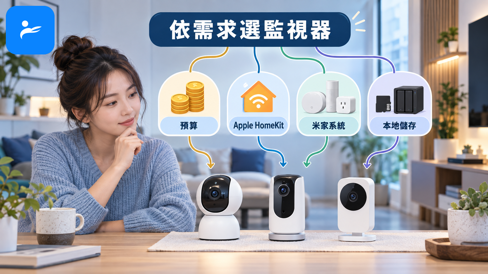 消費者依預算、Apple HomeKit、米家系統與本地儲存需求選擇不同家用監視器