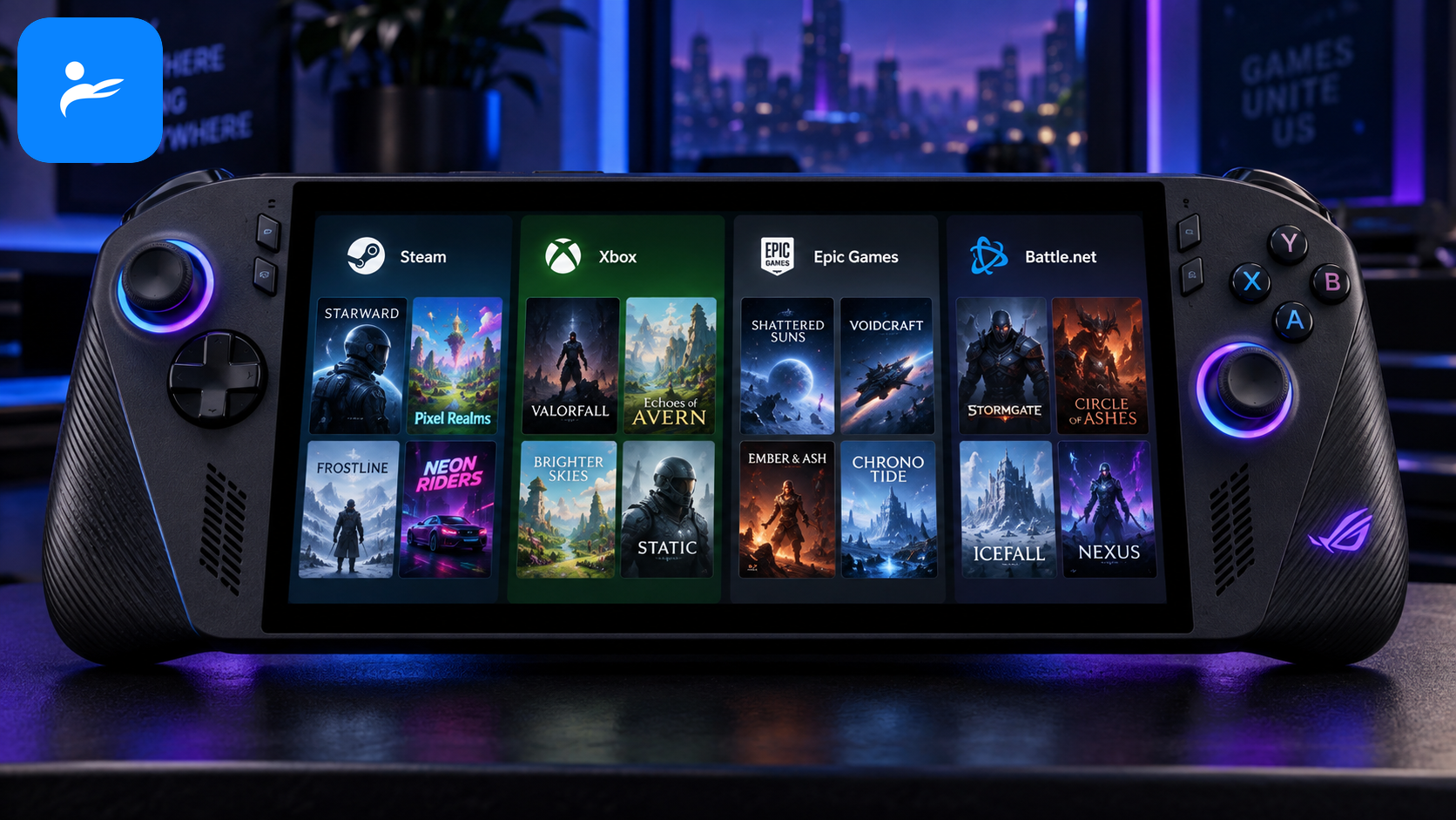 Windows掌機同時顯示Steam、Xbox、Epic與Battle.net遊戲庫