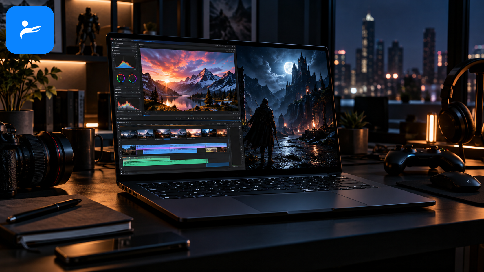 使用 OLED 筆電剪輯 HDR 影片與遊玩暗色場景遊戲的情境