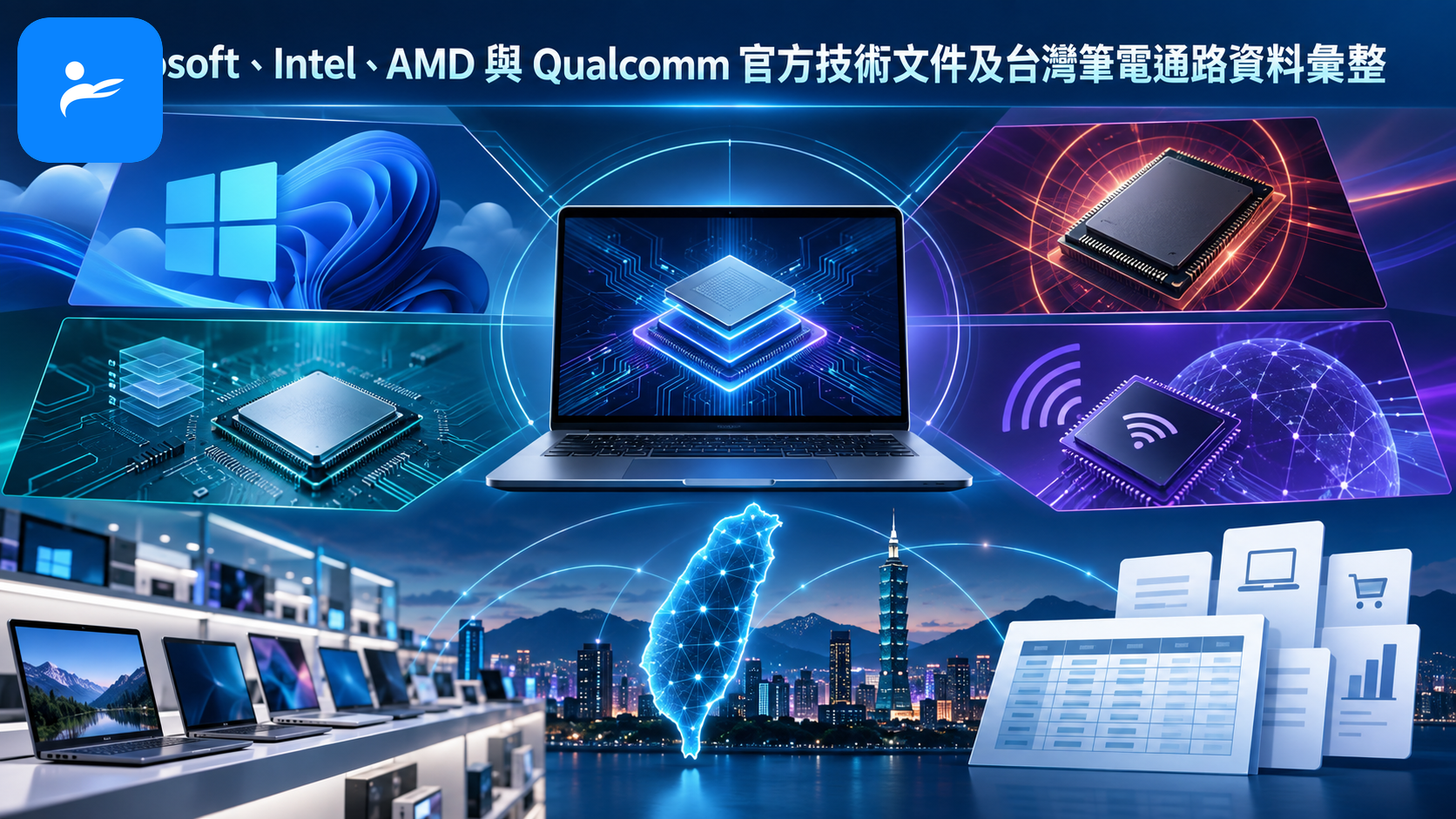 Microsoft、Intel、AMD 與 Qualcomm 官方技術文件及台灣筆電通路資料彙整