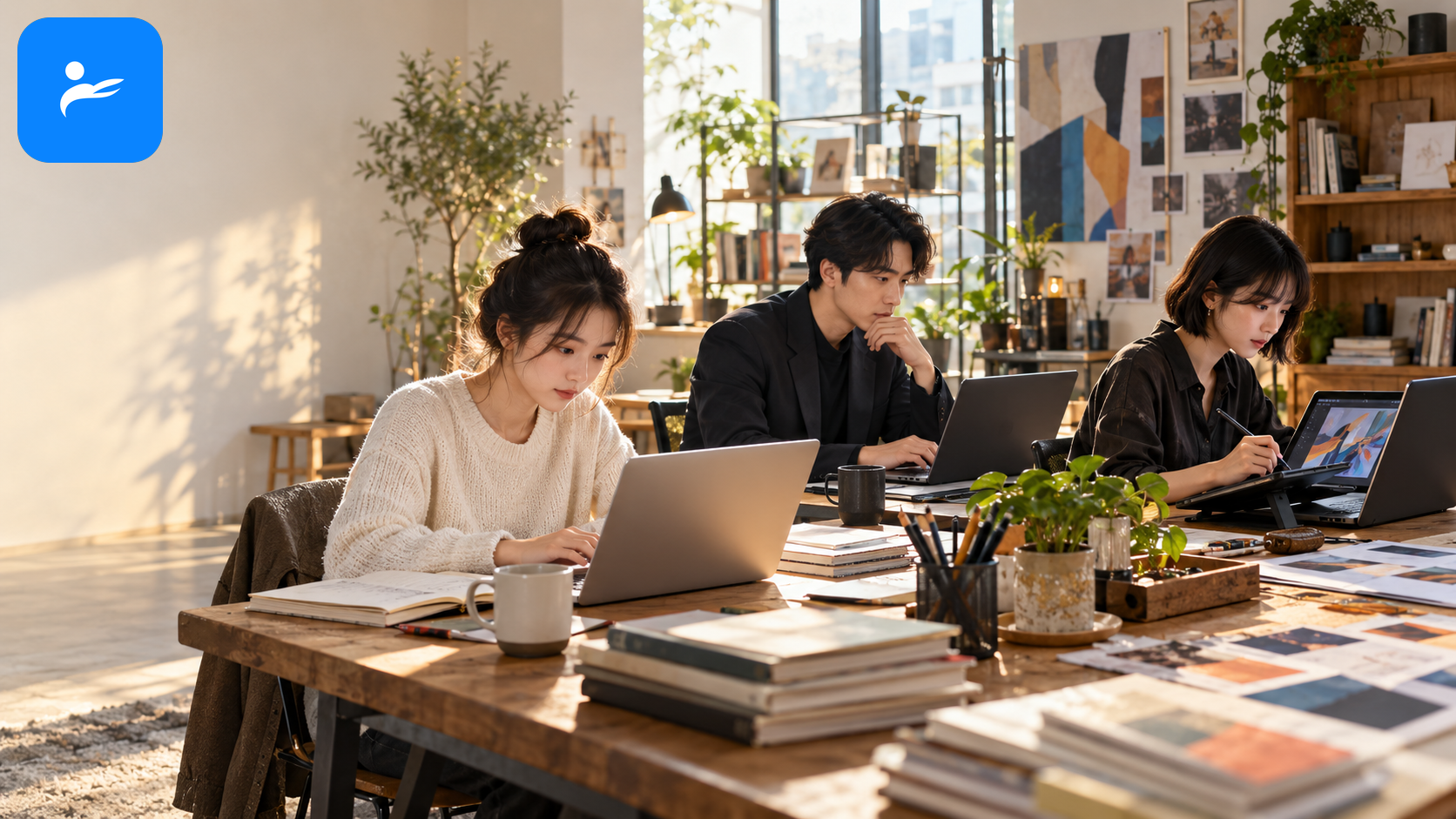 大學生、上班族與設計師分別使用 MacBook 和 Windows 筆電完成報告、簡報與創作