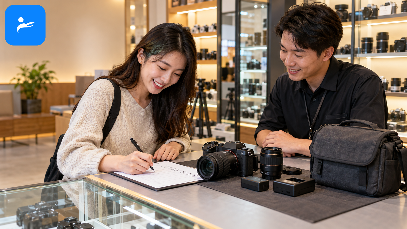 買家依照完整檢查表確認相機後,在實體店安心完成交易