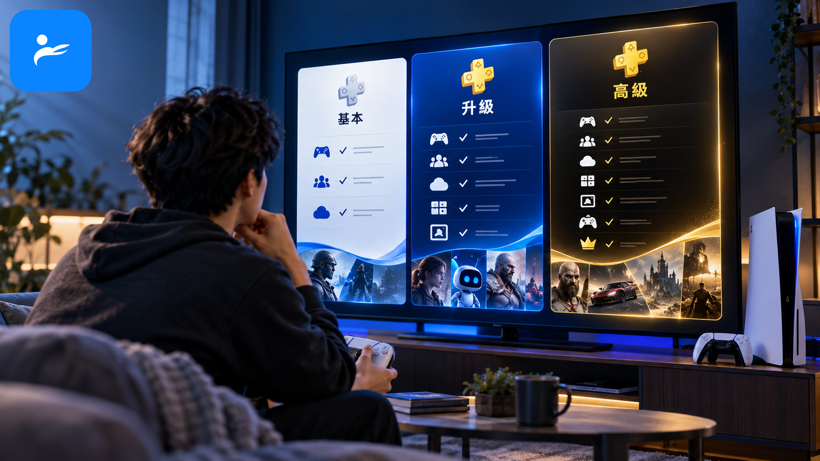 PS5 玩家比較 PlayStation Plus 基本、升級與高級三種會員方案