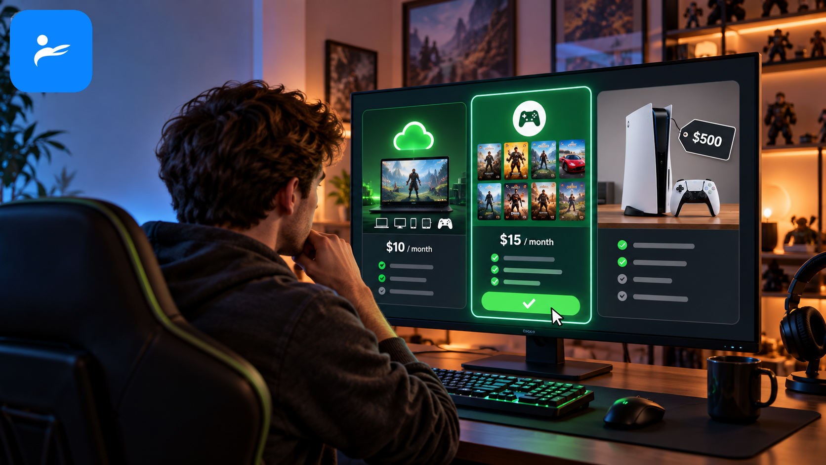 玩家在 GeForce NOW、Xbox Game Pass 與購買遊戲主機之間比較價格並做決定