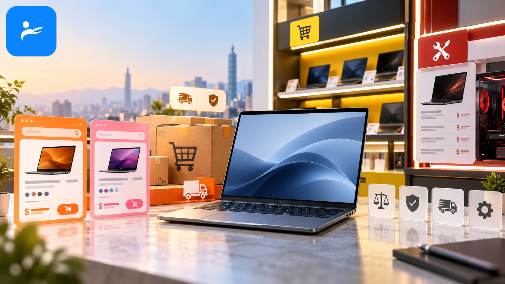 PChome、momo、蝦皮商城、燦坤與原價屋等台灣筆電購買通路比較