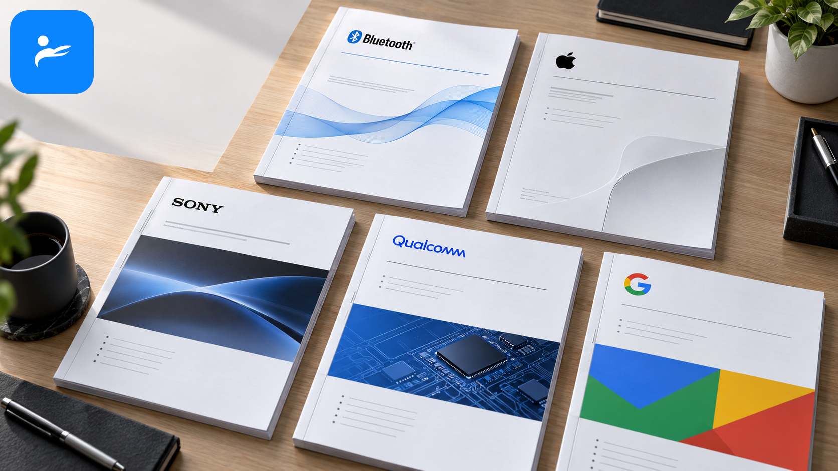 Bluetooth SIG、Apple、Sony、Qualcomm 與 Google 官方技術文件整齊排列