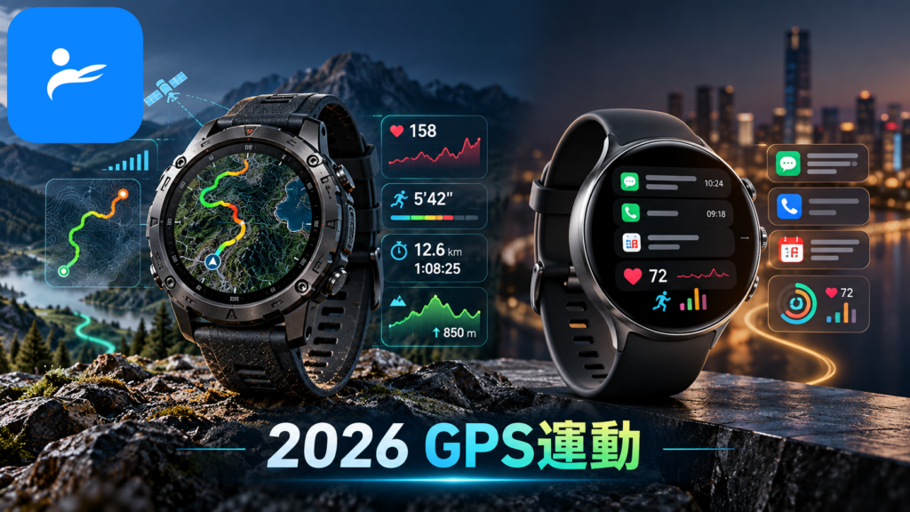 GPS 運動手錶與一般智慧手錶並排顯示路線、心率、配速及通知功能差異